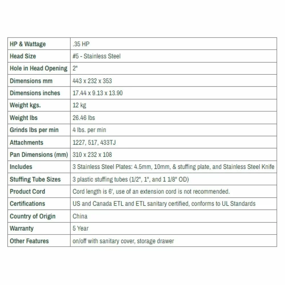 LEM Big Bite Meat Grinder #5 With 1/8" (3mm) And 1/4" (6mm) Grinder Plates 6 LEM Big Bite Meat Grinder #5 With 1/8" (3mm) And 1/4" (6mm) Grinder Plates - Image 4