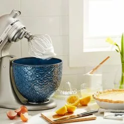 KitchenAid 5-Quart Blue Mermaid Textured Lace Ceramic Bowl | Fits 4.5-Quart & 5-Quart KitchenAid Tilt-Head Stand Mixers -Frying, Grilling & Cooking Shop 6370439cv14d