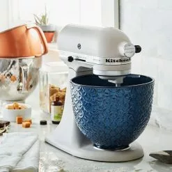 KitchenAid 5-Quart Blue Mermaid Textured Lace Ceramic Bowl | Fits 4.5-Quart & 5-Quart KitchenAid Tilt-Head Stand Mixers -Frying, Grilling & Cooking Shop 6370439cv15d