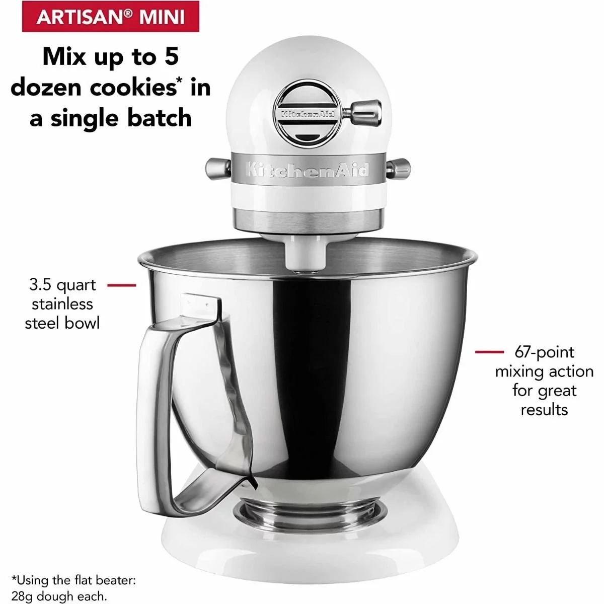 KitchenAid 3.5-Quart Artisan Mini Plus Tilt-Head Stand Mixer | White 5 KitchenAid 3.5-Quart Artisan Mini Plus Tilt-Head Stand Mixer | White - Image 3