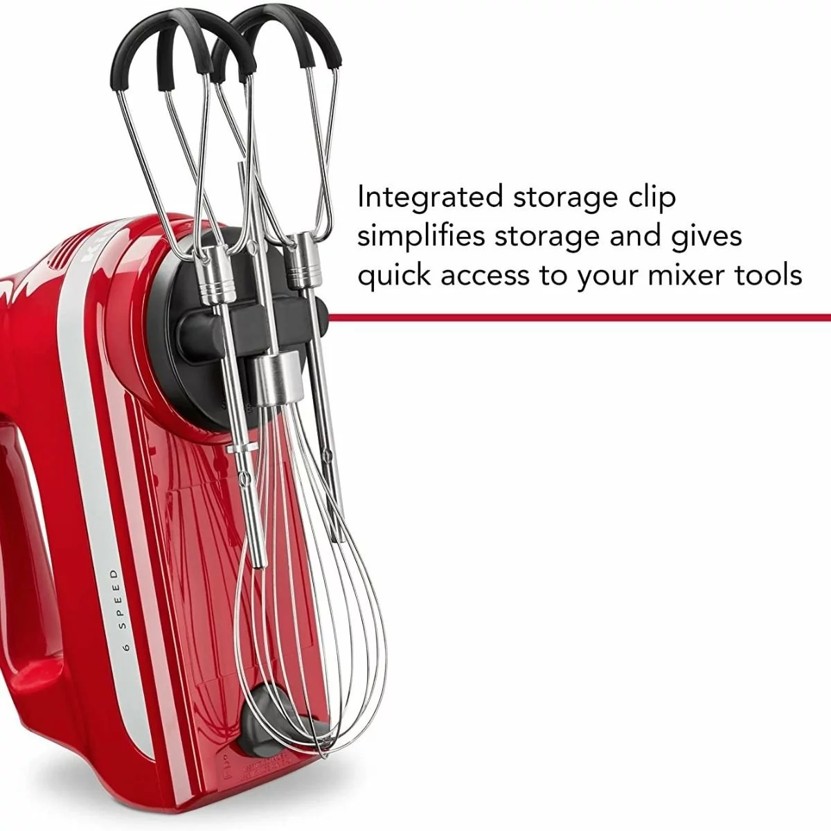 KitchenAid 6-Speed Hand Mixer With Flex Edge Beaters | Empire Red 5 KitchenAid 6-Speed Hand Mixer With Flex Edge Beaters | Empire Red - Image 3