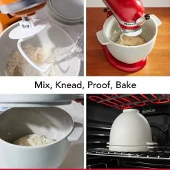 KitchenAid 5-Quart Grey Speckled Ceramic Bread Bowl With Baking Lid | Fits 4.5-Quart & 5-Quart KitchenAid Tilt-Head Stand Mixers -Frying, Grilling & Cooking Shop additional bread bowl 4 steps text