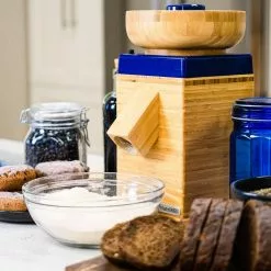 NutriMill Harvest Grain Mill | Blue + Cutting Board & Canister Bundle -Frying, Grilling & Cooking Shop blueharv6 1