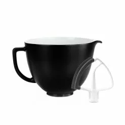 KitchenAid 5-Quart Black Matte Ceramic Bowl + Flex Edge Beater | Fits 4.5-Quart & 5-Quart KitchenAid Tilt-Head Stand Mixers