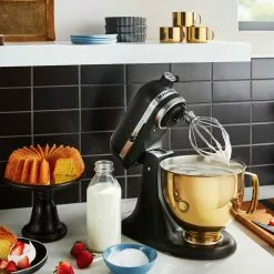 KitchenAid 5-Quart Radiant Gold Stainless Steel Metallic Bowl + Flex Edge Beater | Fits 4.5-Quart & 5-Quart KitchenAid Tilt-Head Stand Mixers 16 KitchenAid 5-Quart Radiant Gold Stainless Steel Metallic Bowl + Flex Edge Beater | Fits 4.5-Quart & 5-Quart KitchenAid Tilt-Head Stand Mixers -Frying, Grilling & Cooking Shop ksm5ssbrg 5 1