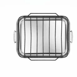 Le Creuset Large Stainless Steel Roasting Pan With Nonstick Rack -Frying, Grilling & Cooking Shop rs7916 large pan overhead rack v7