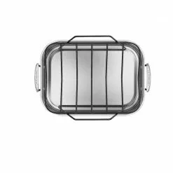 Le Creuset Stainless Steel Roasting Pan With Nonstick Rack -Frying, Grilling & Cooking Shop rs7924 small pan overhead rack v3