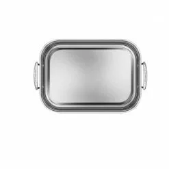 Le Creuset Stainless Steel Roasting Pan With Nonstick Rack -Frying, Grilling & Cooking Shop rs7925 small pan overhead v3