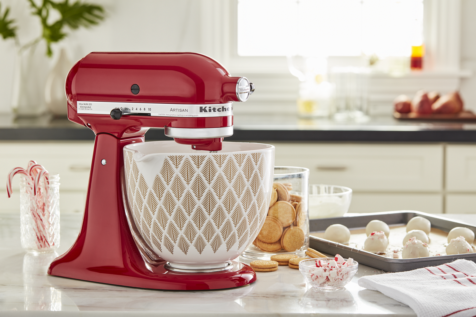 KitchenAid 5-Quart Gold Conifer Patterned Ceramic Bowl | Fits 4.5-Quart & 5-Quart KitchenAid Tilt-Head Stand Mixers 5 KitchenAid 5-Quart Gold Conifer Patterned Ceramic Bowl | Fits 4.5-Quart & 5-Quart KitchenAid Tilt-Head Stand Mixers - Image 3