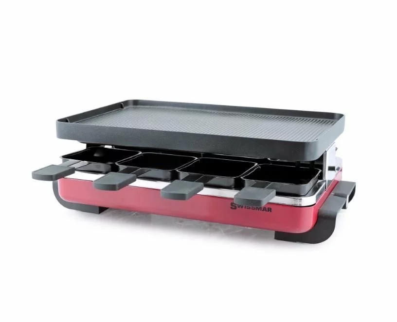 Swissmar Classic Raclette Grill - Red Non-Stick Reversible - 8 Person
