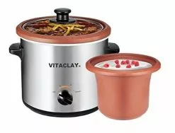 VitaClay 2-in-1 Stainless Steel Slow Cooker & Yogurt Maker & Clay Insert - 2 Qt